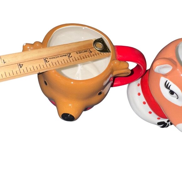 Set Of 2 Deer & Bear Ceramic Holiday Mugs - Picture 6 of 8